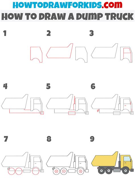 How to Draw Dump Truck For Kids For Beginners
