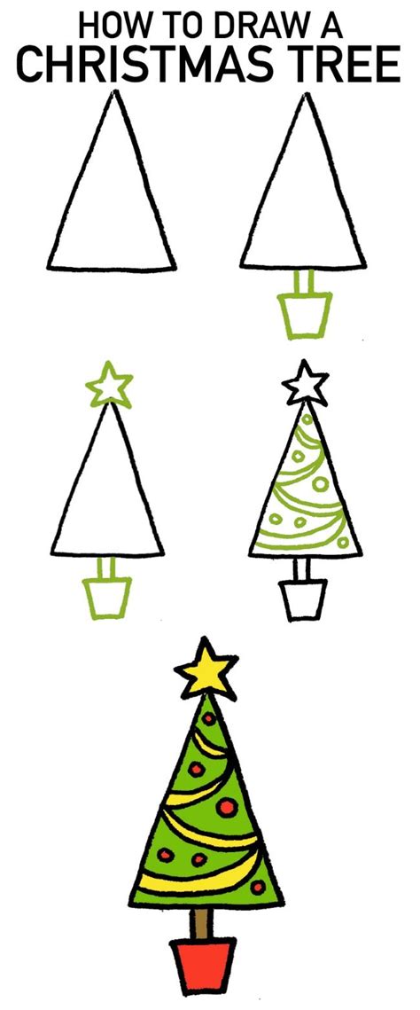 How to draw a Christmas Tree Card Easy stepbystep