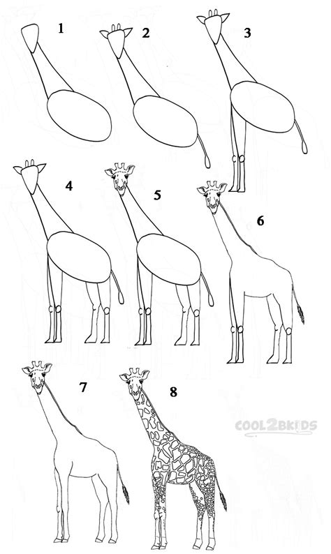 How To Draw Giraffe Easy Drawing Giraffe For Children Step