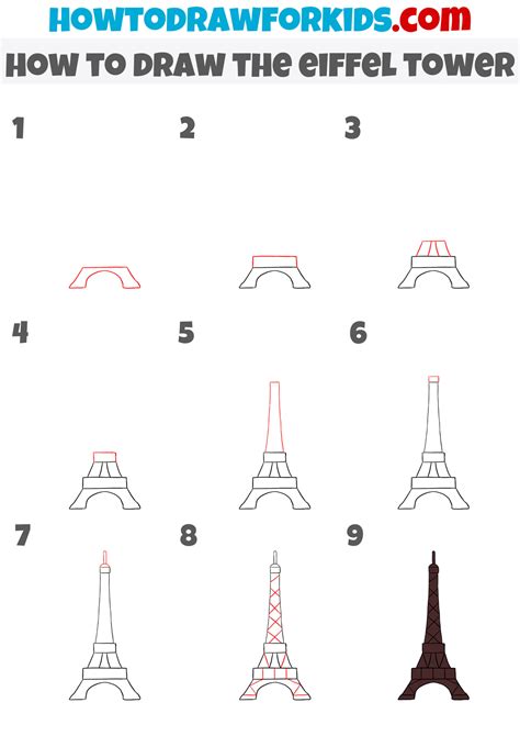 Eiffel Tower Drawing — How To Draw An Eiffel Tower Step By