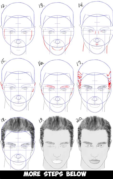 How to Draw a Man's Face from the Front View (Male) Easy