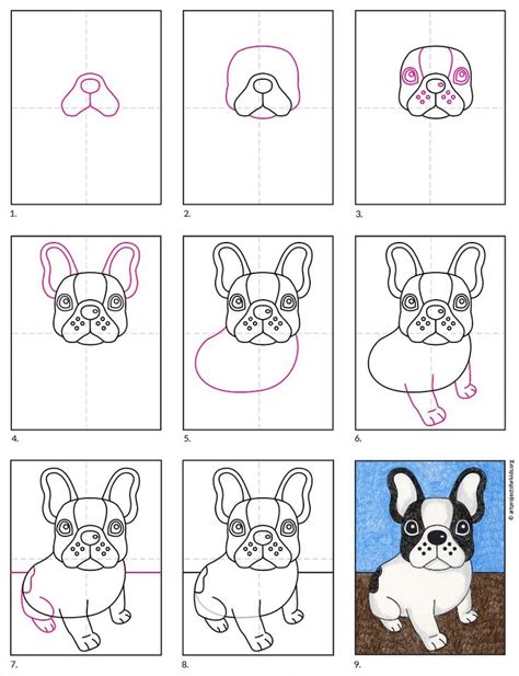 How to Draw French Bulldog Art Tutorial Easy Step by