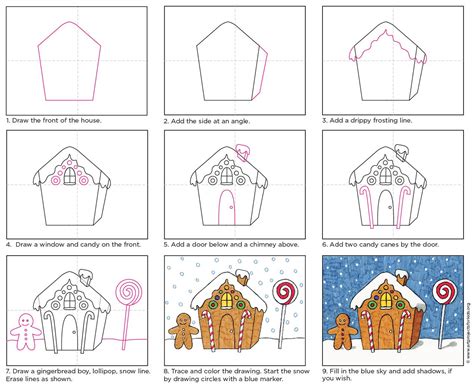 How to draw a gingerbread house in 6 steps Aulas de