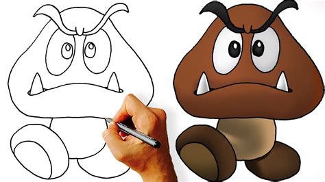 How to Draw a Goomba, Step by Step, Video Game Characters