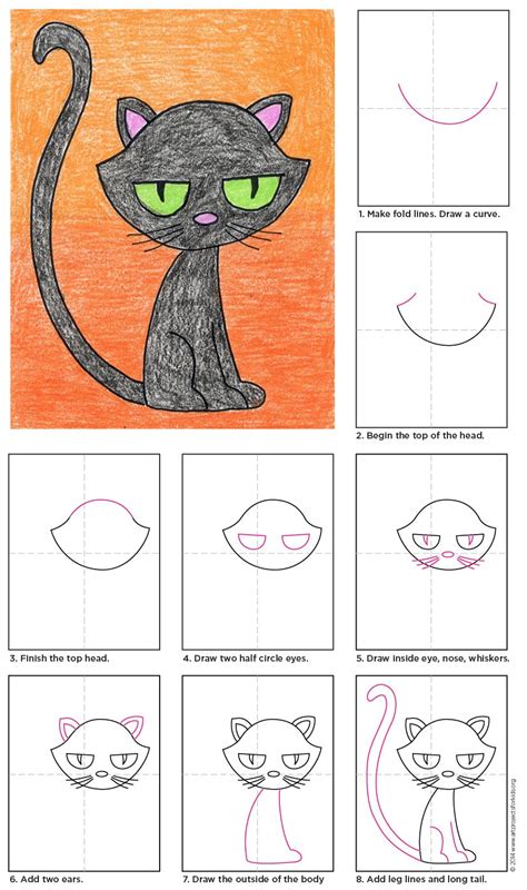 how to draw a halloween cat for kids How to Draw