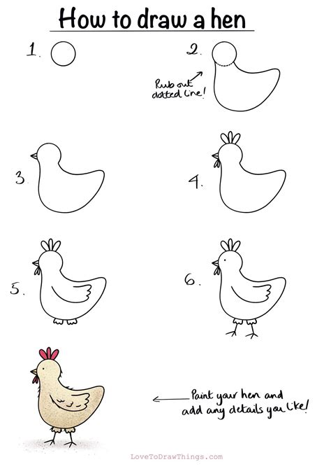 Chicken Drawing Step By Step Carinewbi