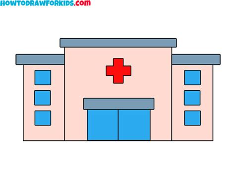 How to Draw A Hospital Step by Step