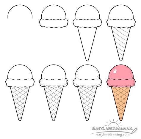 How to Draw Cute Kawaii Ice Cream Cone with Face on It