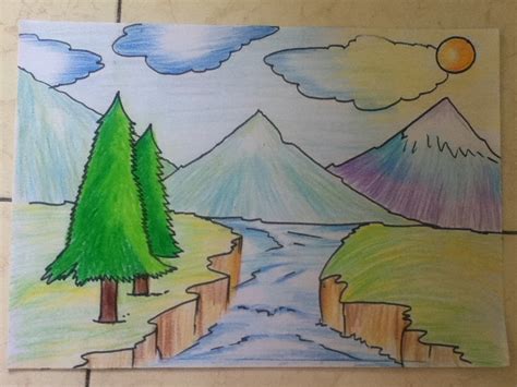 How to Draw Landscape /scenery of beautiful nature step by