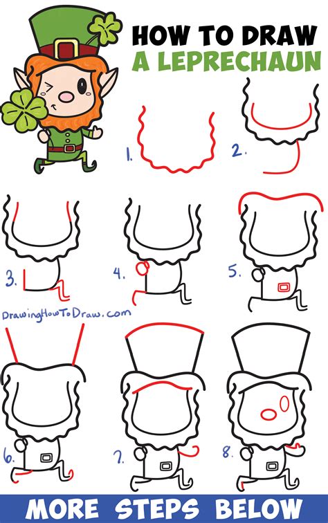 Learn how to draw a leprechaun step by step. Download a