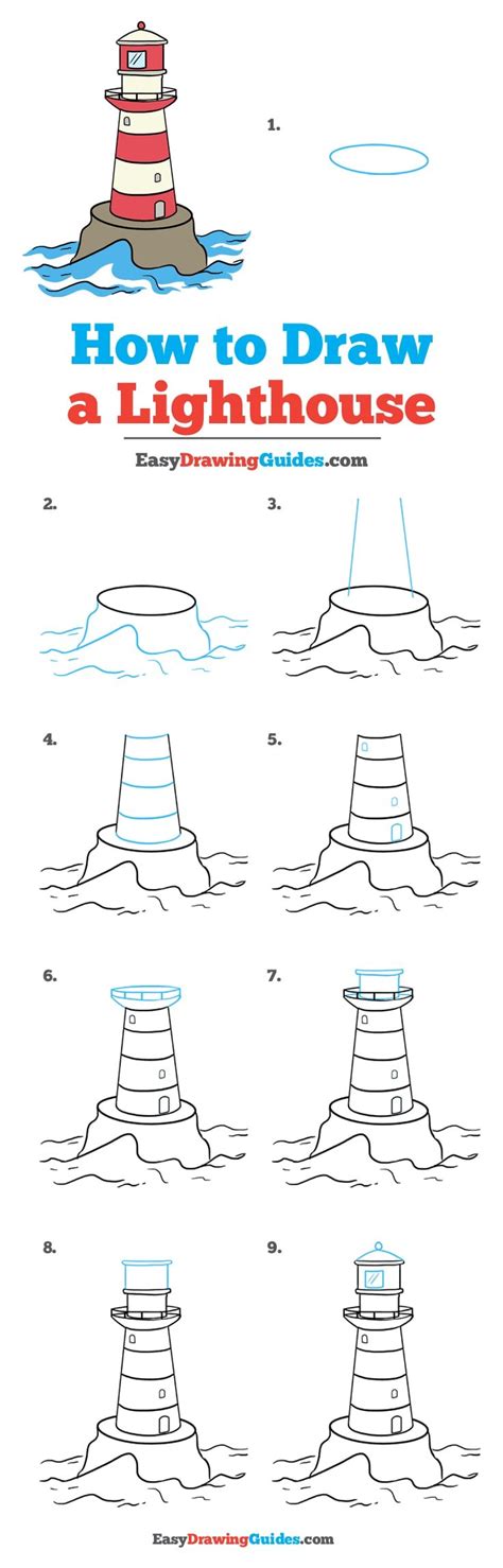 www.handmadee.pin… How to draw a lighthouse step by step