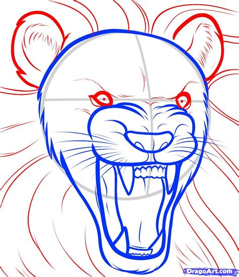 How To Draw A Lion Face Roaring Step By Step / How to draw