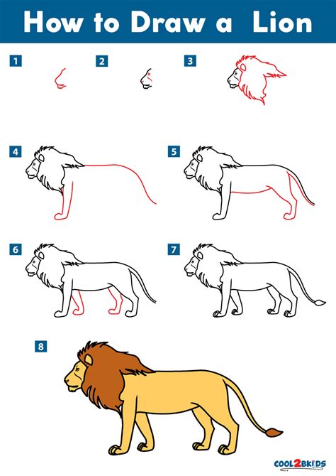 Easy How to Draw a Lion StepbyStep Drawing Tutorial
