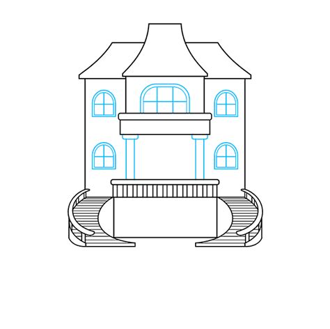 Learn How to Draw Mansion House (Houses) Step by Step