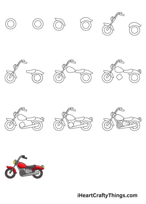 How to Draw a Motorcycle printable step by step drawing