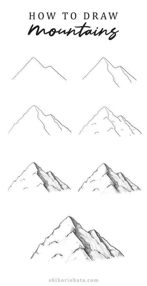 How to draw mountains Easy step by step Tutorial for