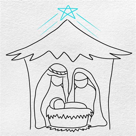 Nativity Scene stock vector. Illustration of born, drawn