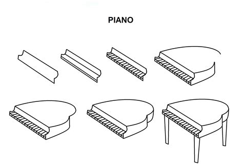 Learn how to draw a grand piano real easy Step by Step