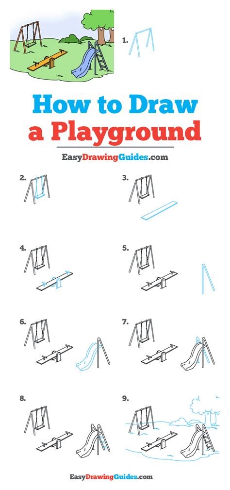 How To Draw A Playground / Playground Slide Step By Step