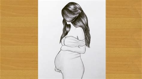 Line drawing of a pregnant woman Used as illustration on