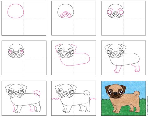 How to Draw a Cute Dog Emoji Pug for Beginners Step by