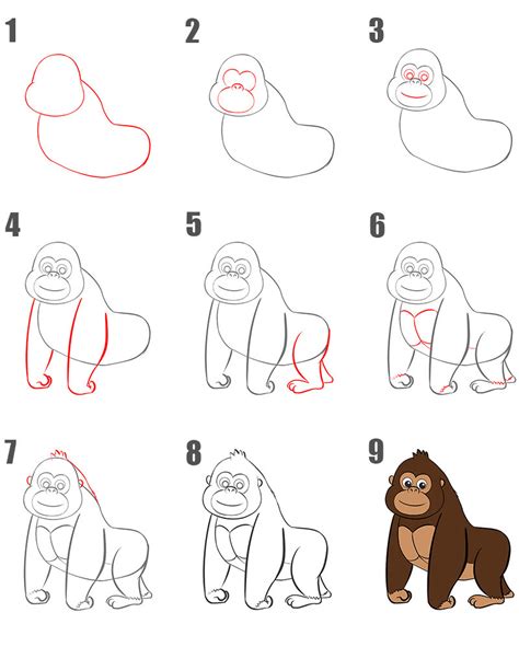 How to draw a gorilla Step by step Drawing tutorials