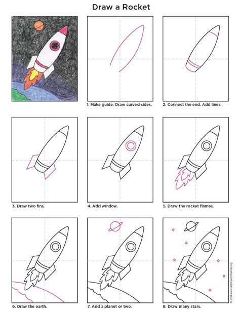 How to Draw a Rocket Cartoon drawings for kids step by