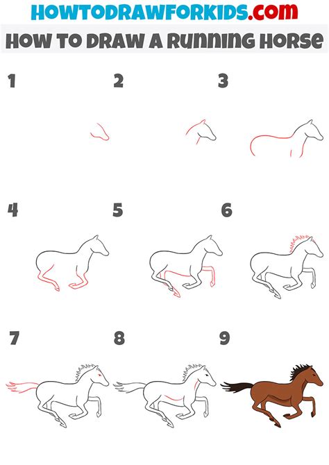 How to draw a running horse Step by step Drawing tutorials