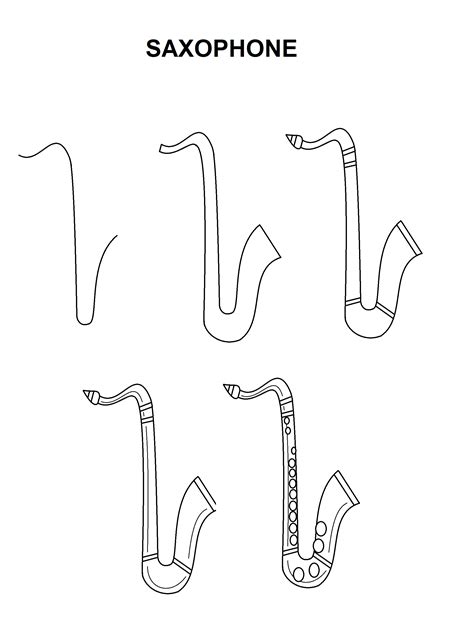 Step by Step How to Draw a Saxophone DrawingTutorials101