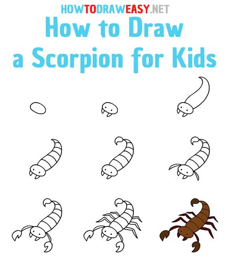 How to Draw an Emperor Scorpion printable step by step