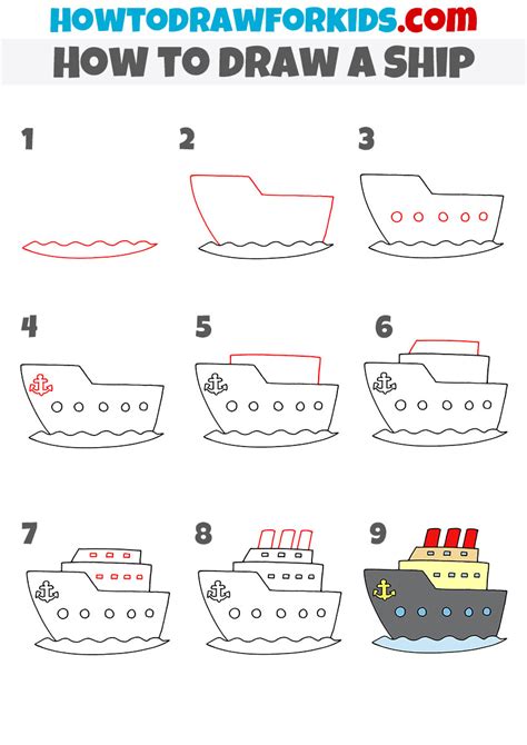 Learn How to Draw a Ship for Kids (Boats and Ships) Step