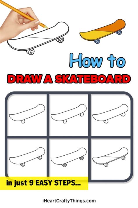 How to draw a Skateboard Real Easy Step by Step with