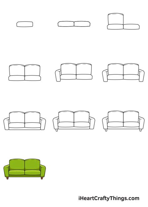 How to Draw a Couch printable step by step drawing sheet