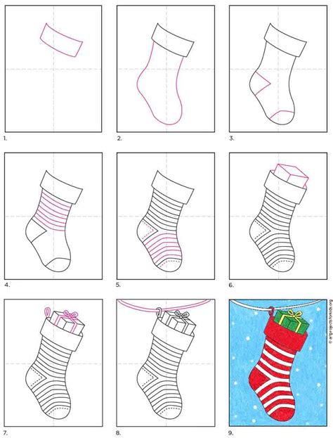 Christmas Stocking Drawings Draw A Stocking Step By Step