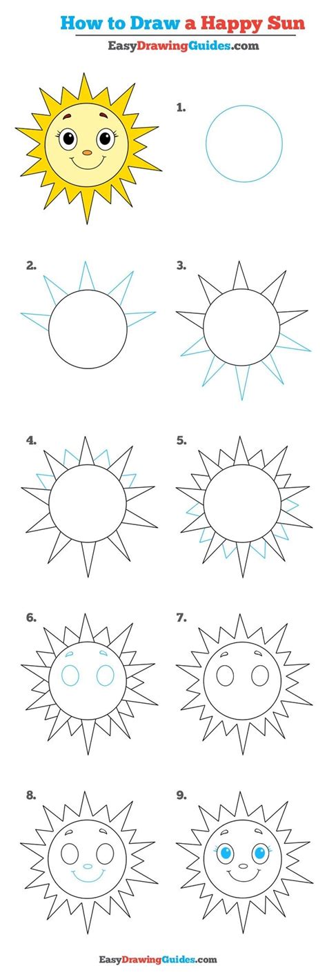 Very Easy to Draw a Cute Cartoon Sun Step by Step and