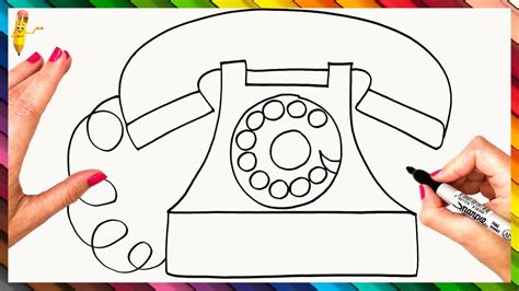How to Draw Vintage Telephone printable step by step