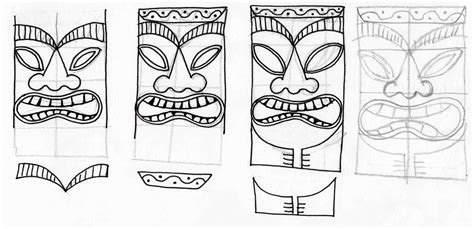 How To Draw A Tiki Tattoo, Step by Step, Drawing Guide, by