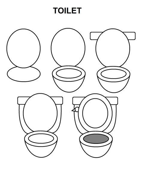 Stepbystep to draw a toilet Drawing tutorial easy