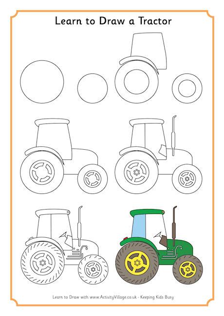 How to Draw a Tractor Step by Step Easy Drawing Guides