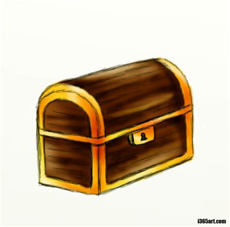 A Simple Drawing of Locked Treasure Chest Coloring Page