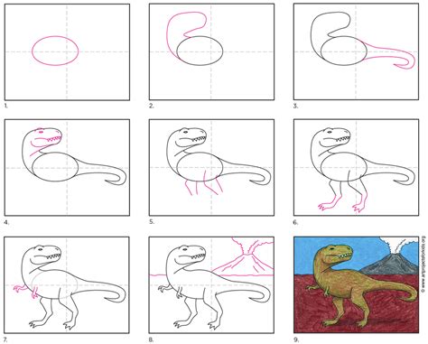 Tyrannosaurus rex drawing tutorial at