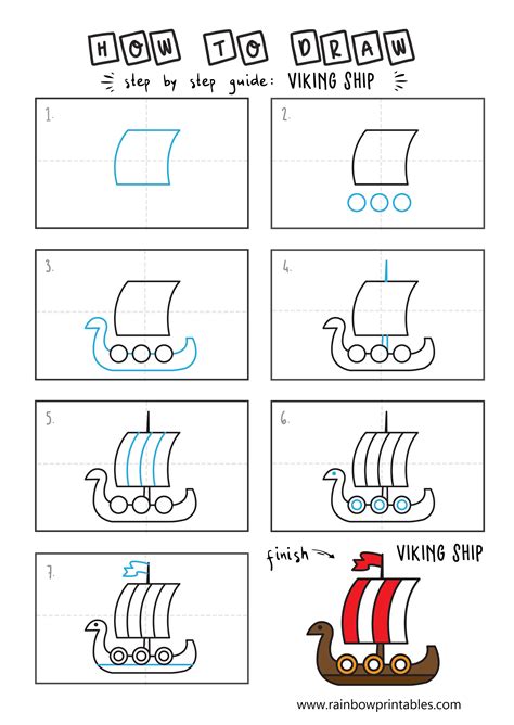 Learn How to Draw a Viking Ship (Boats and Ships) Step by