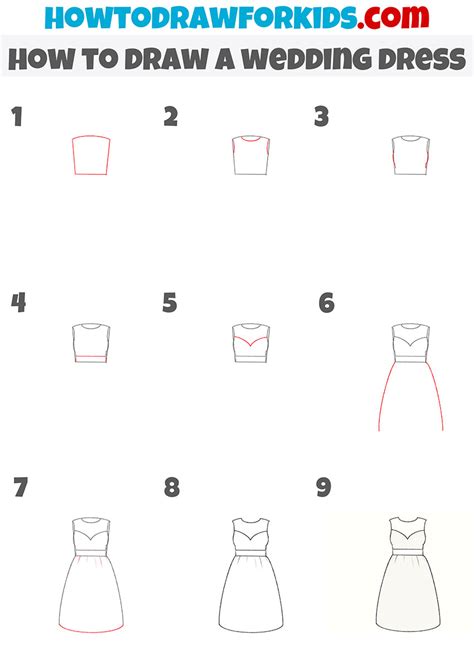 How to draw a red dress wedding girl with Watercolor step