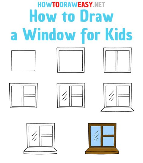 Learn How to Draw Open Window (Everyday Objects) Step by