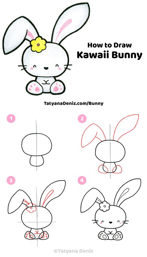 Simple Bunny Face Drawing step by step how to draw