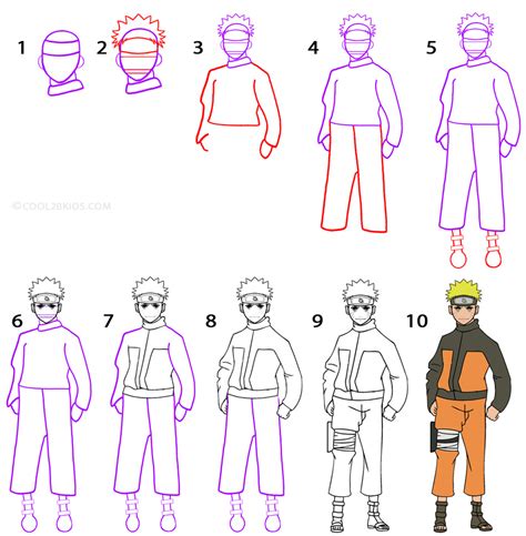 How to Draw Kawaii Naruto Uzumak printable step by step
