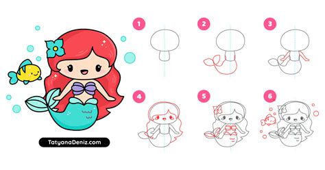 How to Draw Cute Baby Kawaii Chibi Ariel from Disney's The