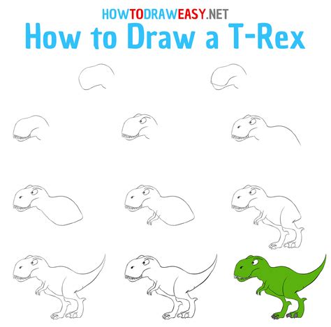 How to Draw a Tyrannosaurus Rex printable step by step