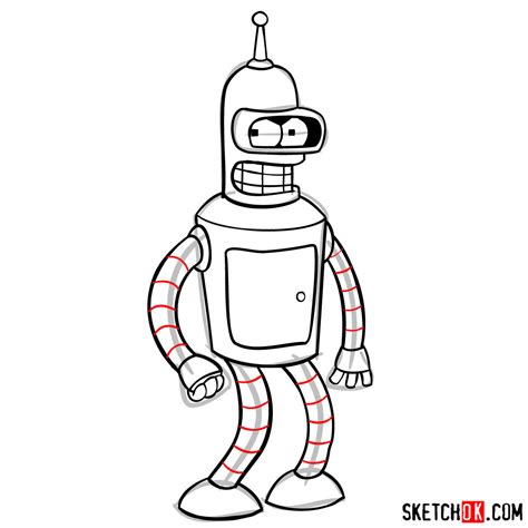 How To Draw Bender Futurama Sketch Coloring Page