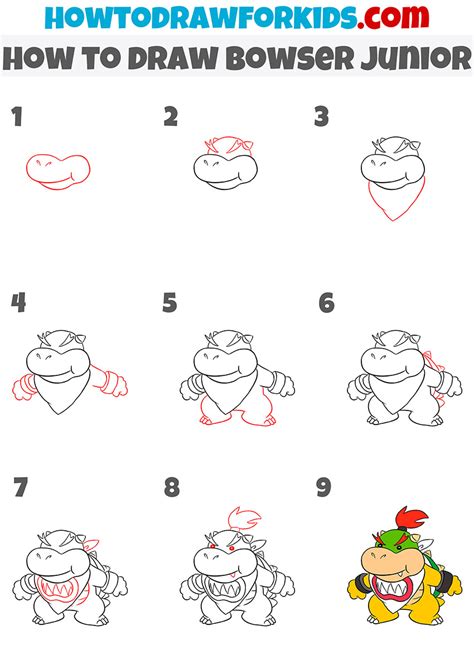 Learn How to Draw Bowser Jr. from Super Mario (Super Mario